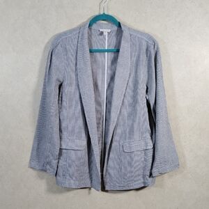 01582 Eileen Fisher black & white striped organic cotton/linen jacket PL